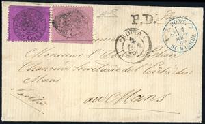 1869 - 80 cent. rosa lillaceo, 20 cent. ... 