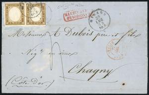 SARDEGNA-FRANCIA 1862 - 10 cent. bistro ... 