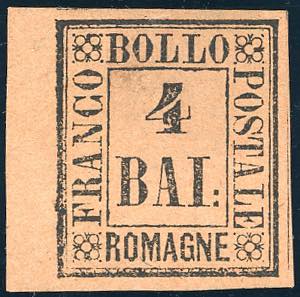 1859 - 4 baj fulvo (5), bordo di foglio, ... 