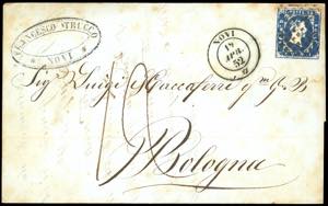 1852 - 20 cent. azzurro (2), ossidazioni sul ... 