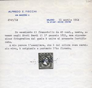 1851 - 40 cent. rosa carminio vivo ... 