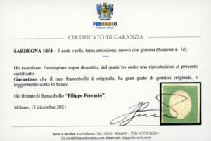 1854 - 5 cent. verde (7d), tre ... 