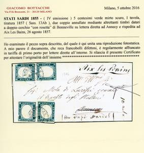 1857 - 5 cent. verde mirto scuro ... 