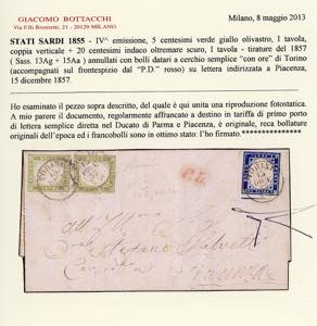 1857 - 5 cent. verde giallo ... 