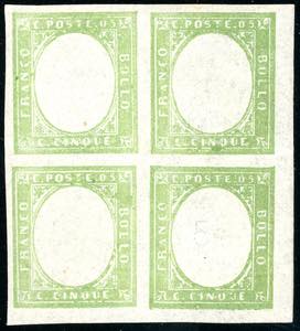 1863 - 5 cent. verde chiaro smorto, senza ... 