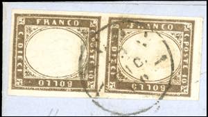 1860 - 10 cent. bruno olivastro ... 