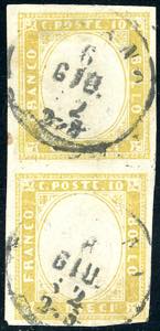 1862 - 10 cent. giallo olivastro (14Dc), ... 
