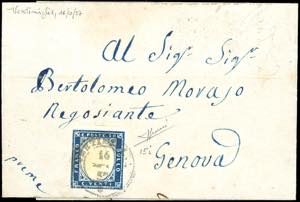 1857 - 20 cent. celeste oltremare scurissimo ... 