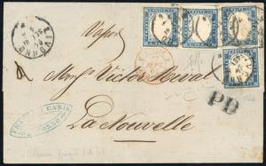 1861 - 20 cent. celeste grigiastro (15Db), 4 ... 