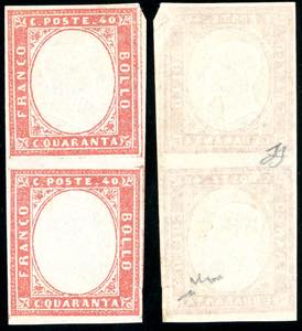 1863 - 40 cent. rosa vermiglio (16F), coppia ... 