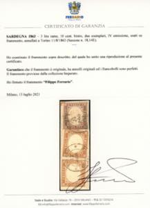 1863 - 3 lire rame, 10 cent. ... 