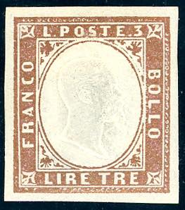 1861 - 3 lire rame vivo (18A), gomma ... 