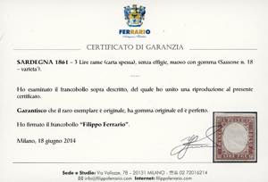 1861 - 3 lire rame vivo (18A), ... 