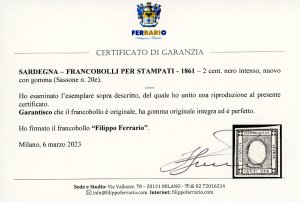 1861 - 20 cent. nero intenso ... 