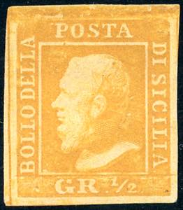 1859 - 1/2 grano giallo brunastro, carta di ... 