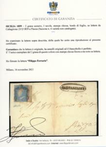 1859 - 2 grana azzurro, I tavola ... 