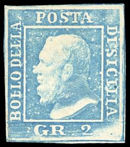 1859 - 2 grana azzurro chiaro, II tavola, ... 