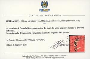 1859 - 5 grana vermiglio vivo, II ... 