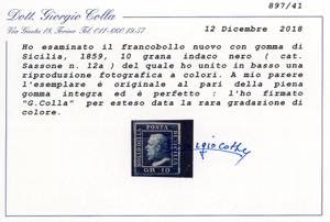 1859 - 10 grana indaco nero (12a), ... 