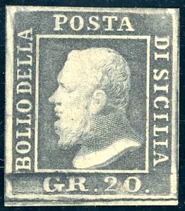 1859 - 20 grana grigio ardesia (13), gomma ... 
