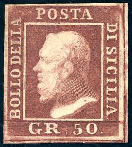 1859 - 50 grana lacca bruno (14), nuovo, ... 
