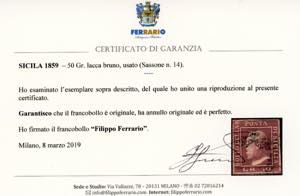 1859 - 50 grana lacca bruno (14), ... 