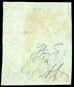 1851 - 1 quattrino nero su azzurro ... 