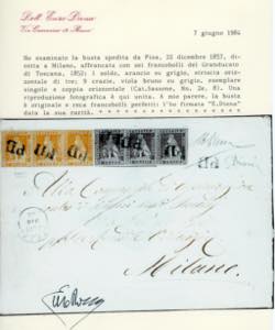 1857 - 1 soldo arancio su grigio, ... 