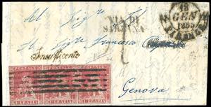 1853 - 1 crazia carminio su grigio (4d), ... 