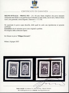 1921 - 25 e 40 cent. Dante ... 