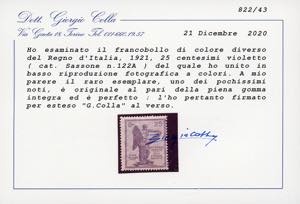 1921 - 25 cent. violetto Vittoria, ... 