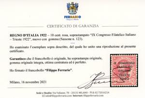 1922 - 10 cent. Congresso ... 