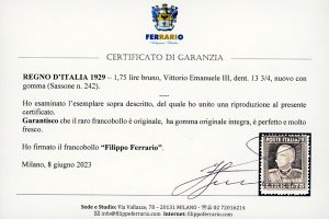 1929 - 1,75 lire bruno, Vittorio ... 