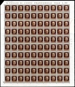 1929 - 30 cent. Imperiale, foglio comleto di ... 