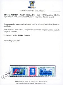 1933 - 5,25 + 44,75 lire trittico ... 