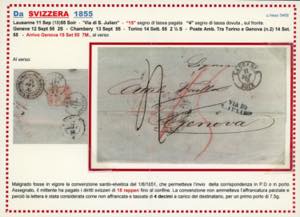 SARDEGNA-SVIZZERA 1855 - Lettera ... 