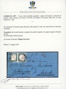 SARDEGNA-SVIZZERA 1857 - 5 cent. ... 