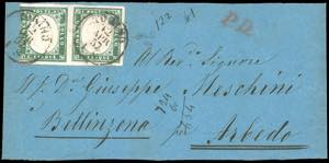 SARDEGNA-SVIZZERA 1857 - 5 cent. verde ... 