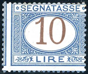 1874 - 10 lire azzurro e bruno (14), nuovo, ... 