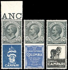 1923 - 15 cent. Bitter Campari, Columbia e ... 