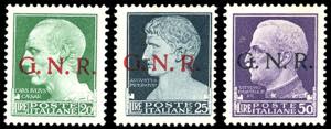 1944 - 20,25 e 50 lire soprastampa G.N.R. di ... 