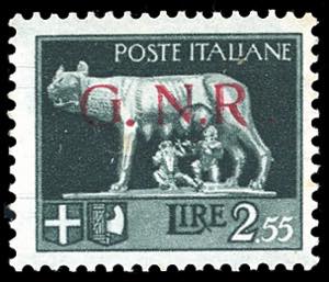 1943 - 2,55 lire soprastampa G.N.R. di ... 