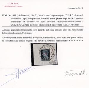 1943 - 25 lire soprastampa G.N.R. ... 