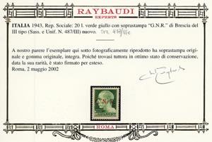 1943 - 20 lire soprastampa G.N.R. ... 