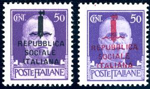 1944 - 50 cent. soprastampa su tre righe e ... 