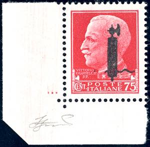1944 - 75 cent. soprastampa fascio in nero, ... 