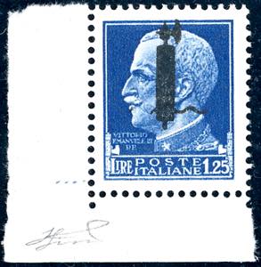 1944 - 1,25 lire soprastampa fascio in nero, ... 