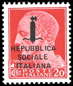 1944 - 20 cent. carminio soprastampato ... 