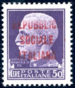 1944 - 50 cent., soprastampato Repubblica ... 