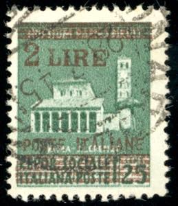 1945 - 2 lire su 25 cent. verde, ... 